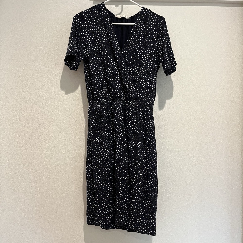 Women's Blue Midi Dress Knit People Tree Us 10 Uk 14 Flowers Button Nursing Mom